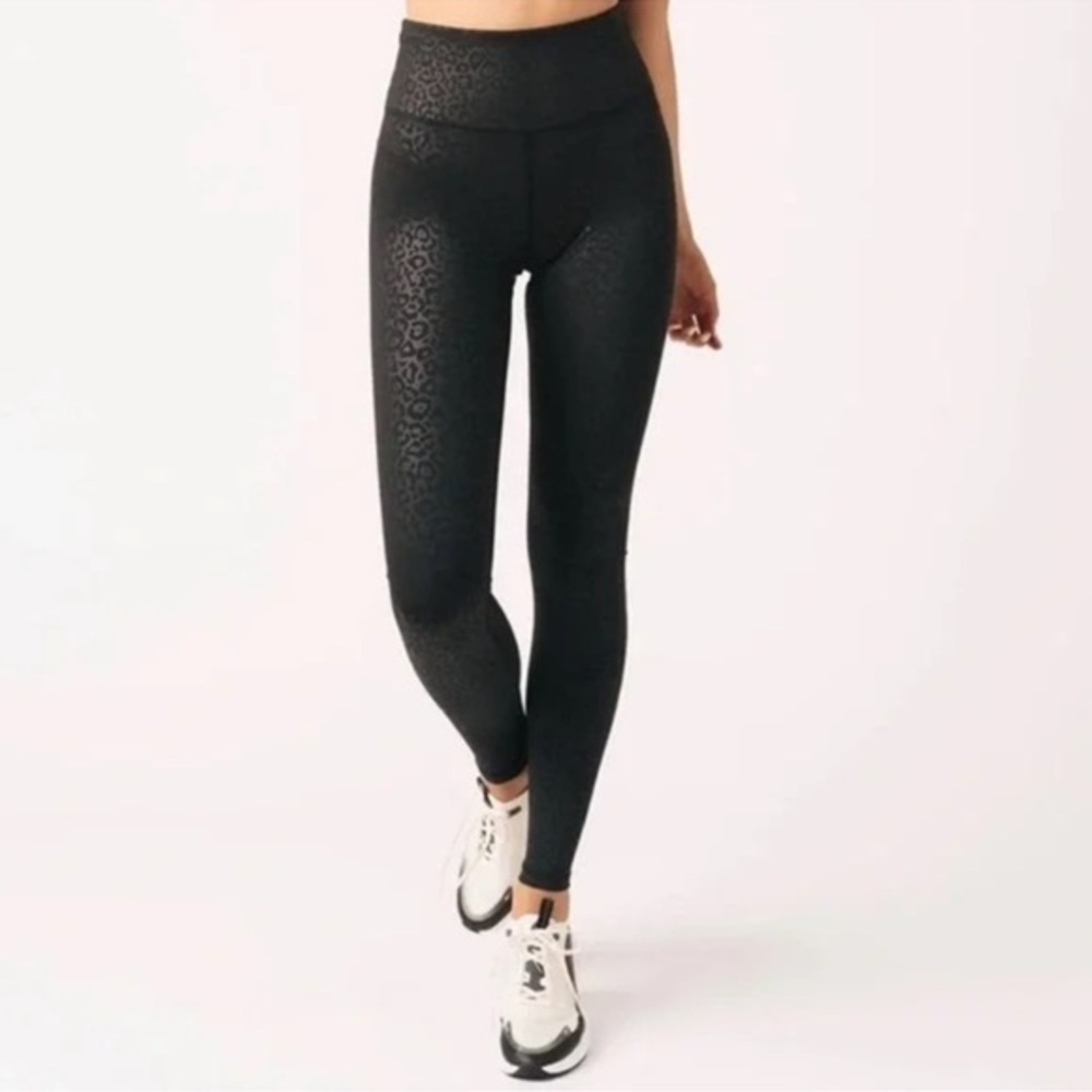 Zyia Active black leopard print leggings‎ full length high rise size 6 8